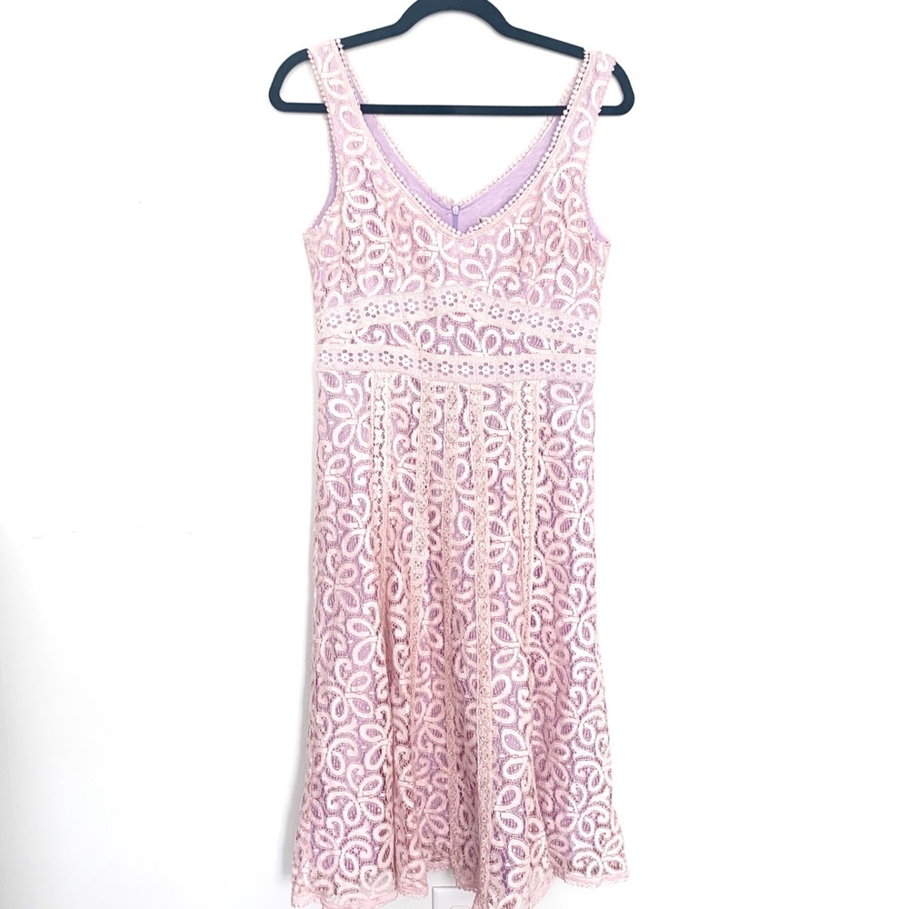 Nanette Lepore Pink Lace Fit & Flare Dress 6